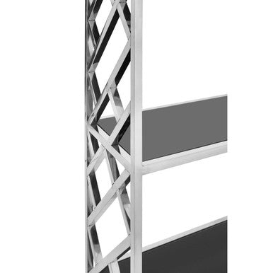 Horizon Silver and Black Glass 6 Tier Shelving Unit