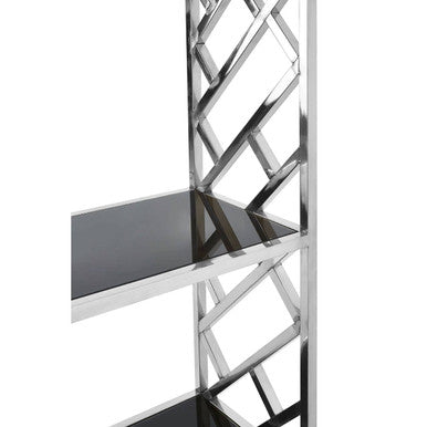 Horizon Silver and Black Glass 6 Tier Shelving Unit