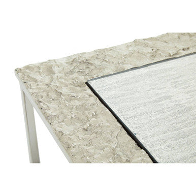 Antique Glass Top Rectangular Set of 3 Nesting Side Tables with Nickel and Gunmetal Frame, Akola