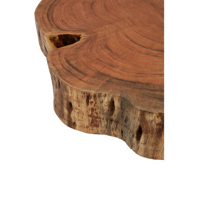 Almora Natural Acacia Wood Log Coffee Table with Silver Aluminium Legs