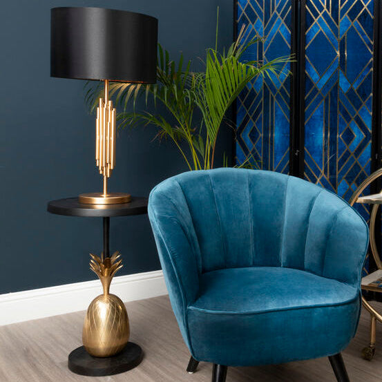 Gold Round Table with Pineapple Design Detailing, Boho