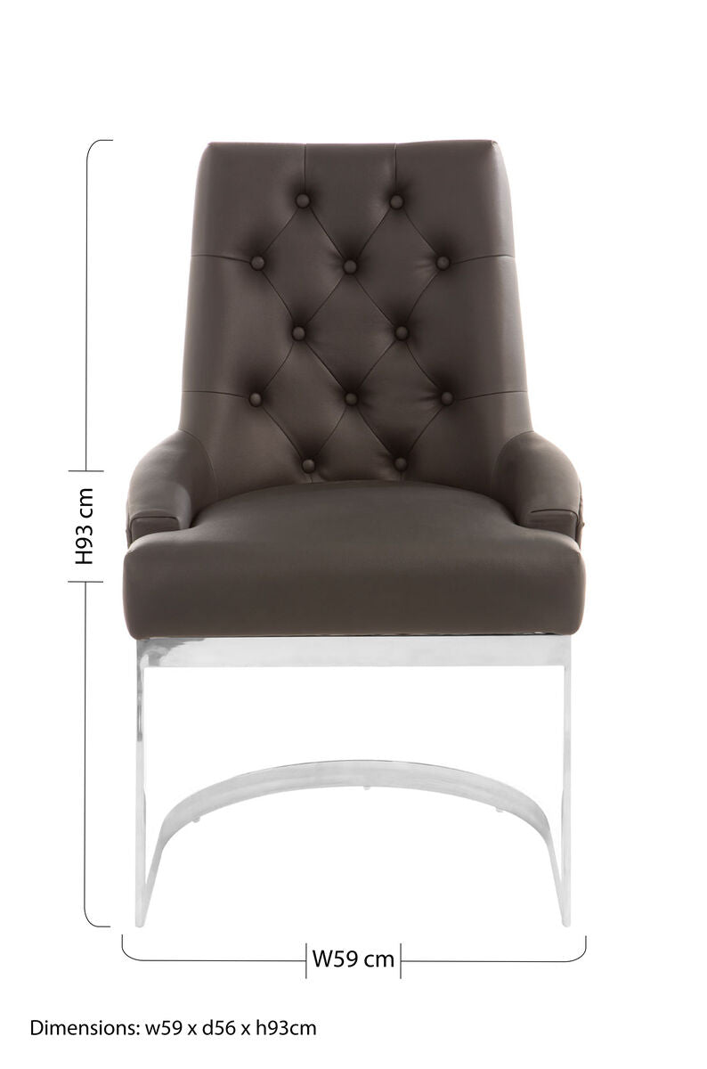 Azalea Tufted Black Faux Leather Dining Chair