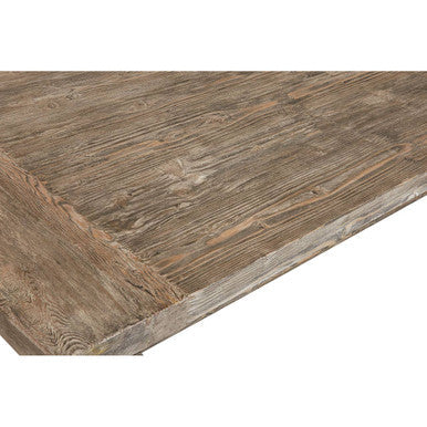 Brown Rustic Recycled Pine Wood Dining Table with Traditional Pedestal Legs, Lovina