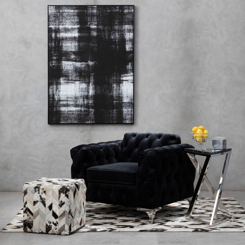 Madina Black Velvet Chesterfield Chair with Silver Finish Feet
