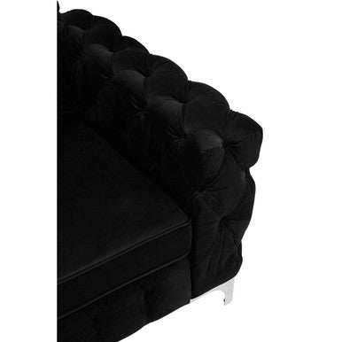 Madina Black Velvet Chesterfield Chair with Silver Finish Feet