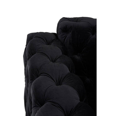 Madina Black Velvet Chesterfield Chair with Silver Finish Feet