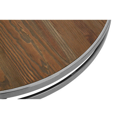 Richmond Natural Wooden Round Coffee Table with Silver Finish Base