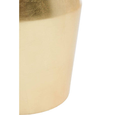 Large Gold Drum Wood Side Table with White Marble Top, Lino