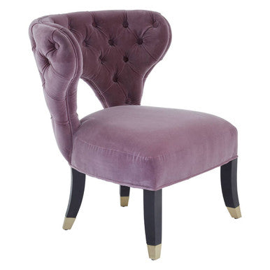 Villi Lilac Velvet Accent Chair with Button Tufting