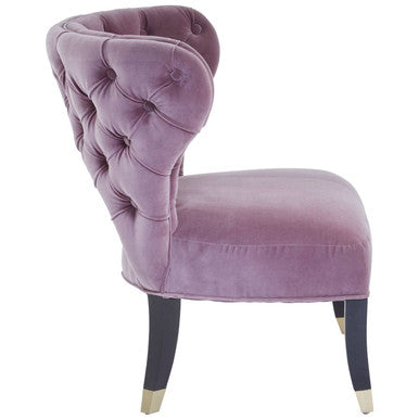 Villi Lilac Velvet Accent Chair with Button Tufting