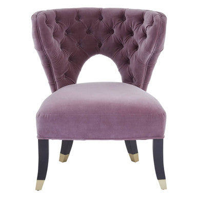 Villi Lilac Velvet Accent Chair with Button Tufting
