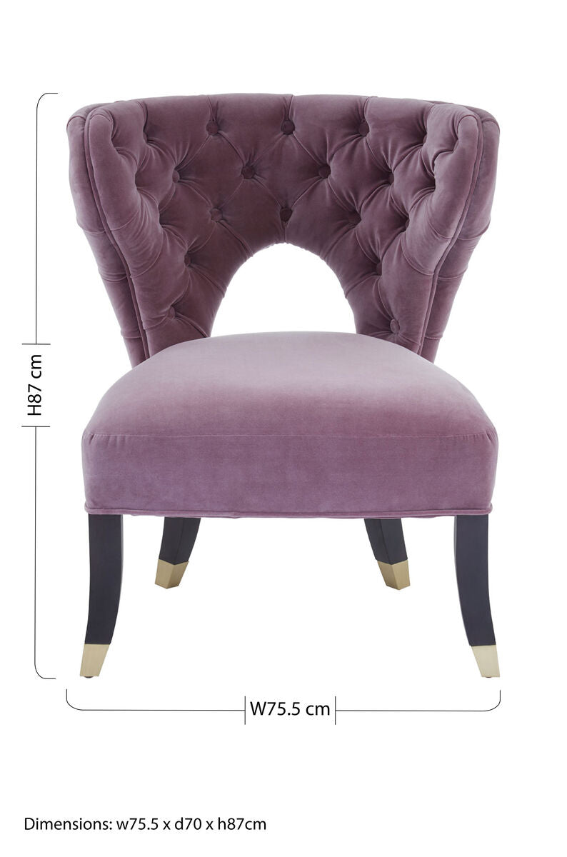 Villi Lilac Velvet Accent Chair with Button Tufting