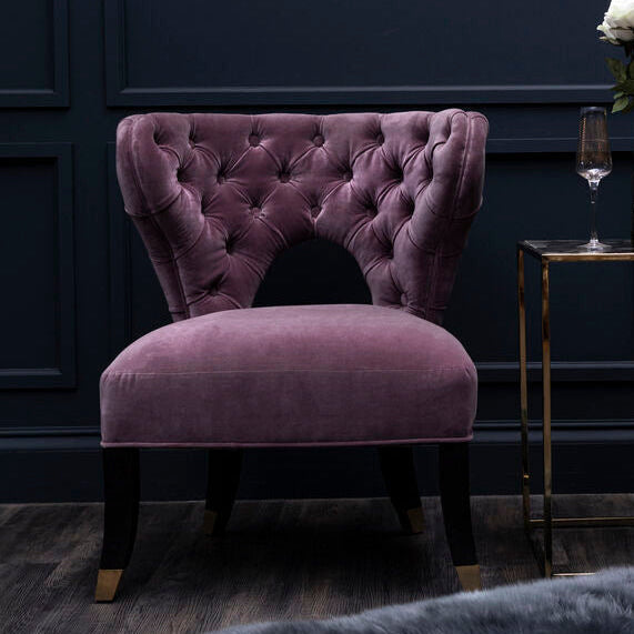 Villi Lilac Velvet Accent Chair with Button Tufting
