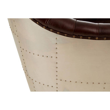 Victor Brown Leather Tub Chair with Button Tufted Backrest