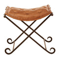 Buffalo Brown Leather Stool with Folding Design