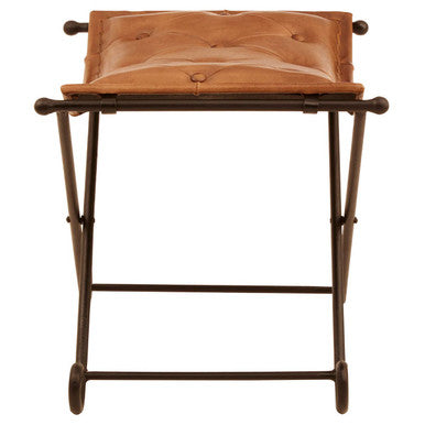 Buffalo Brown Leather Stool with Folding Design