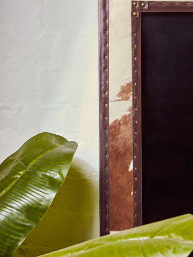 Kensington Townhouse Brown And White Genuine Cowhide Wall Mirror