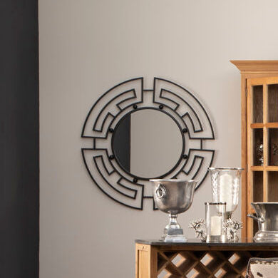 Jalal Black Metal Frame Round Wall Mirror