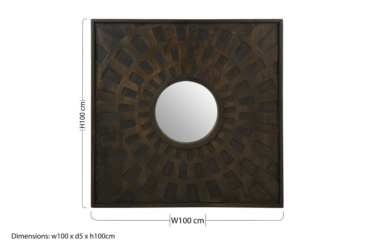 Suri Carved Mango Wood Wall Mirror