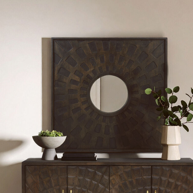 Suri Carved Mango Wood Wall Mirror