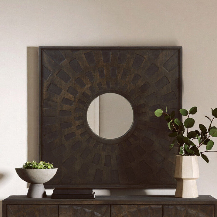 Suri Carved Mango Wood Wall Mirror