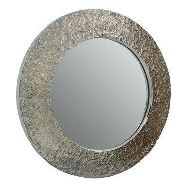 Akola Nickel Finish Round Wall Mirror