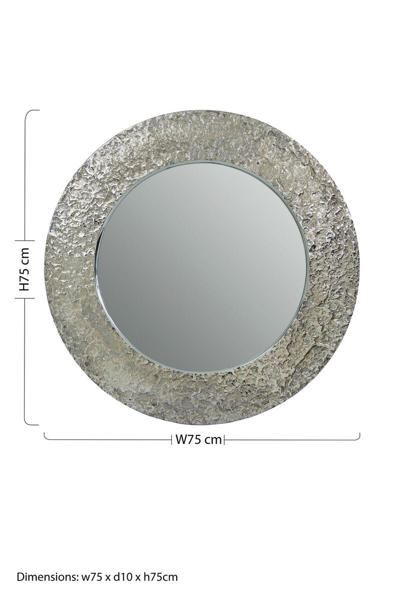 Akola Nickel Finish Round Wall Mirror