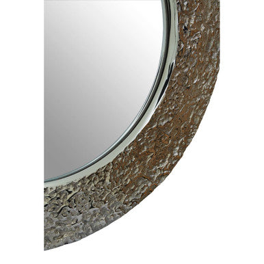 Akola Nickel Finish Round Wall Mirror
