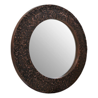 Akola Copper Metal Round Wall Mirror