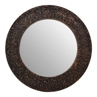 Akola Copper Metal Round Wall Mirror