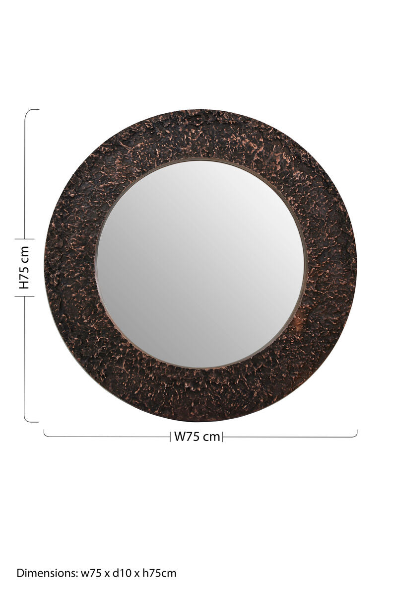 Akola Copper Metal Round Wall Mirror