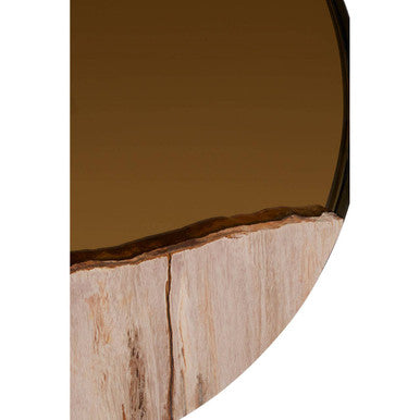Relic Petrified Wood Tile Large Round Mirror