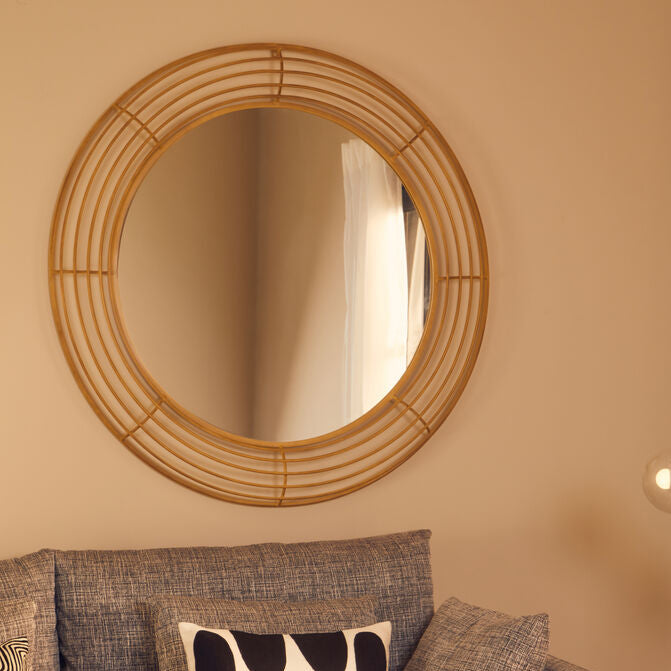 Trento Antique Gold Round Wall Mirror