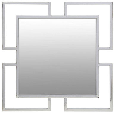 Allure Silver Stainless Steel Small Wall Mirror with Overlapping Frame