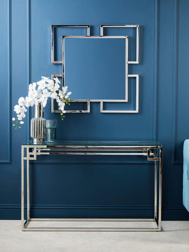 Allure Silver Stainless Steel Small Wall Mirror with Overlapping Frame