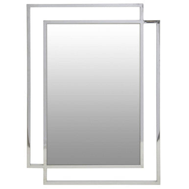 Allure Silver Stainless Steel Large Wall Mirror with Overlapping Frame