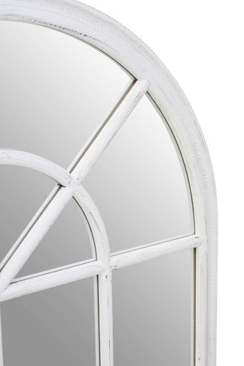 Lovida White Arched Wooden Frame Wall Mirror