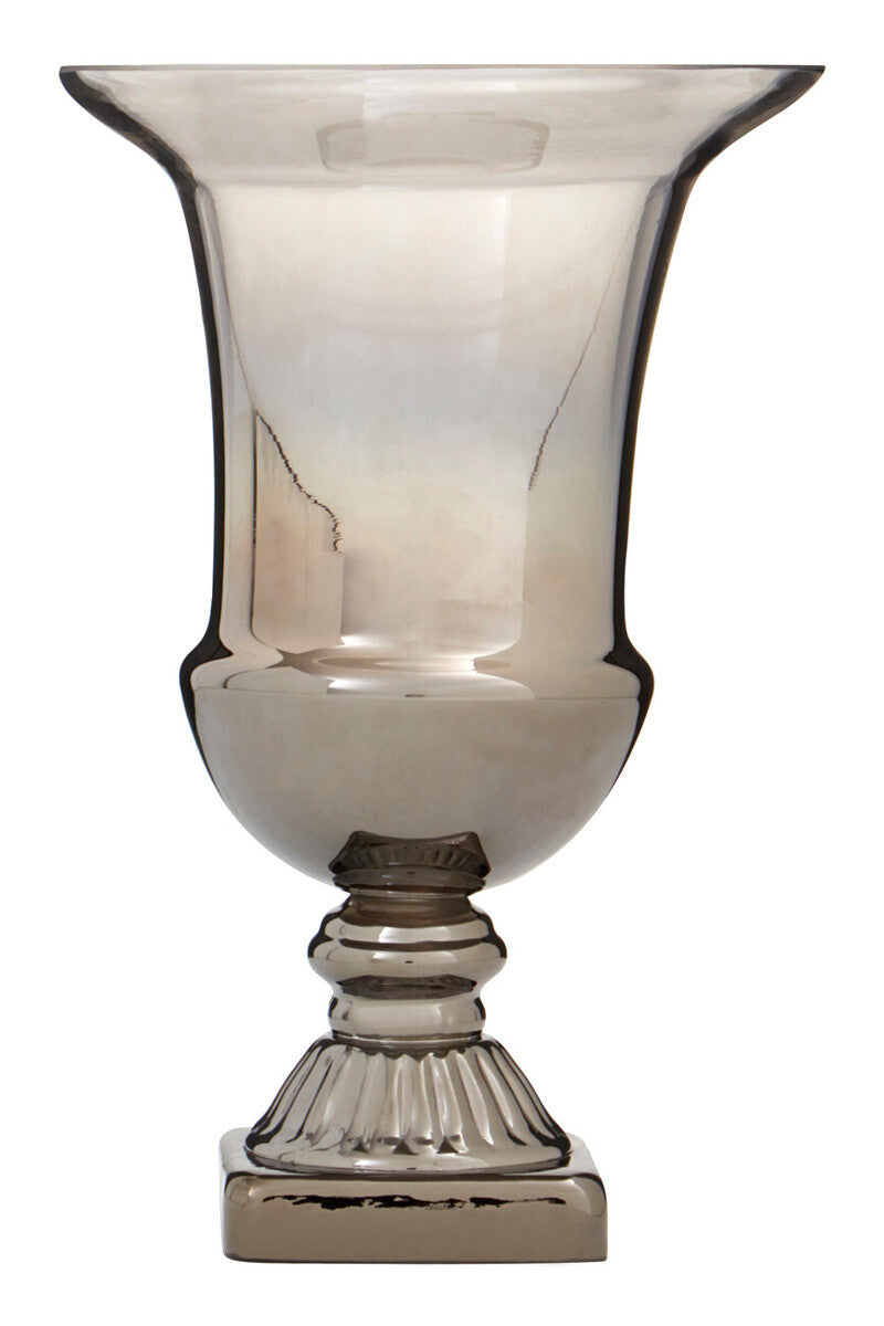Alexa Silver Ombre Glass Small Vase with Fluted Base