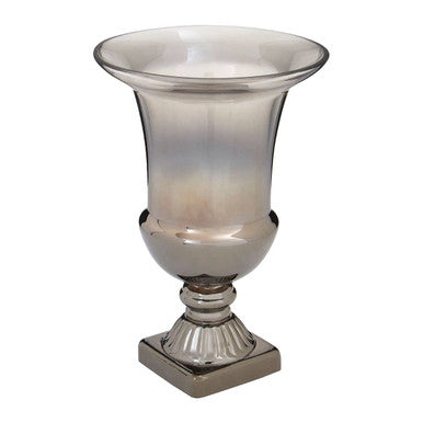 Alexa Silver Ombre Glass Small Vase with Fluted Base