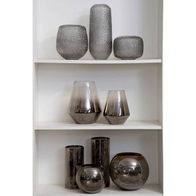 Alexa Grey Ombre Glass Small Vase with Tapered Design