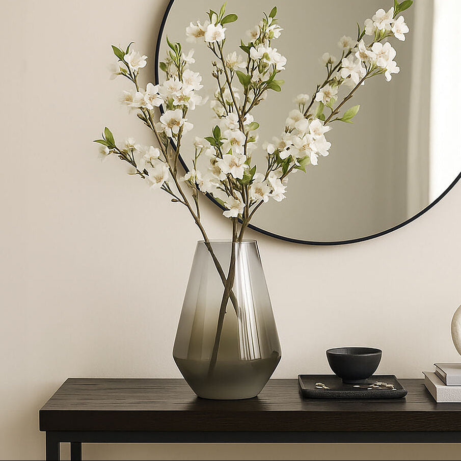 Alexa Grey Ombre Glass Small Vase with Tapered Design