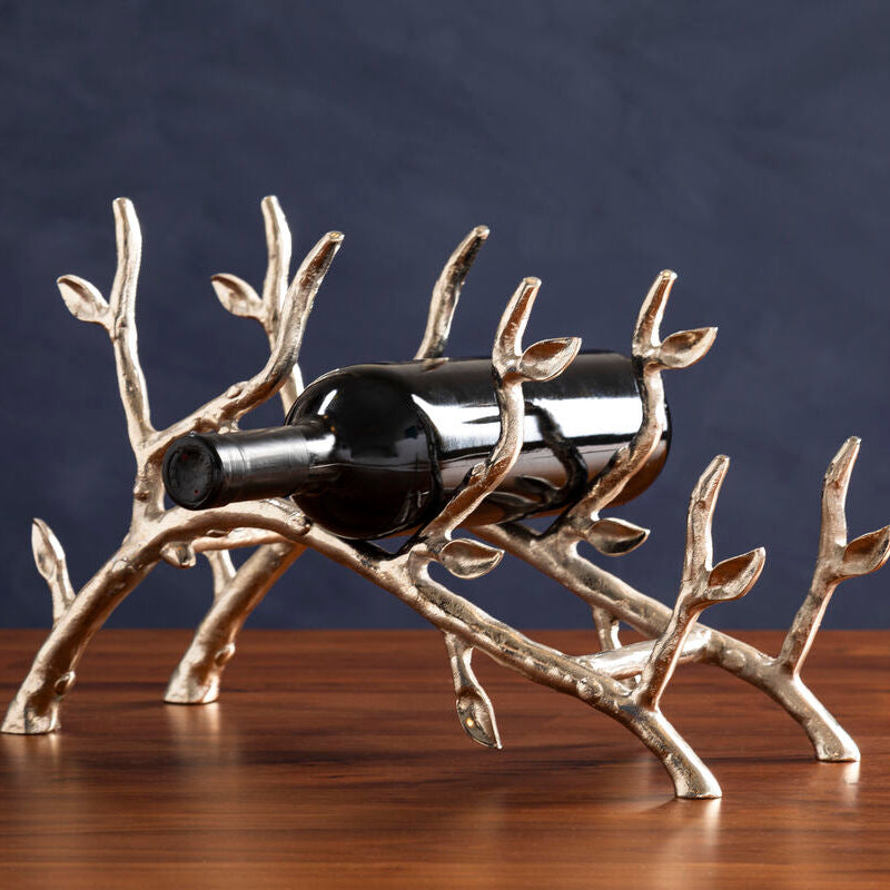 Adria Silver Metal Wine Rack with Branch Design