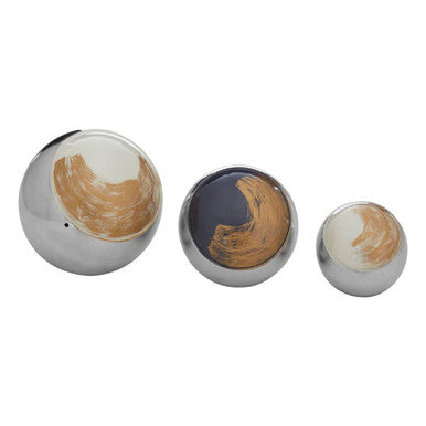 Alma Assorted Aluminium Decorative Ball Set of 3 with Brushstroke Design