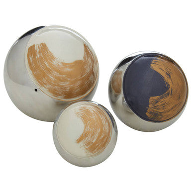 Alma Assorted Aluminium Decorative Ball Set of 3 with Brushstroke Design