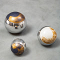 Alma Assorted Aluminium Decorative Ball Set of 3 with Brushstroke Design