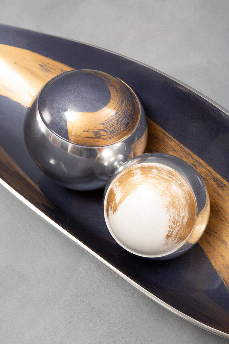 Alma Assorted Aluminium Decorative Ball Set of 3 with Brushstroke Design