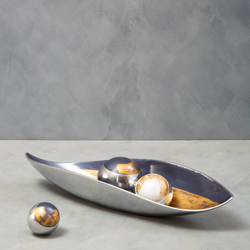 Alma Assorted Aluminium Decorative Ball Set of 3 with Brushstroke Design
