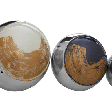 Alma Assorted Aluminium Decorative Ball Set of 3 with Brushstroke Design