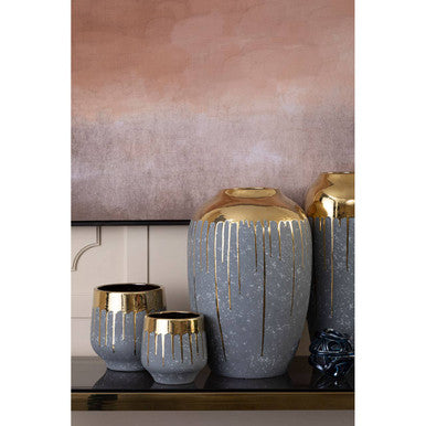 Cyrus Grey and Gold Small Vase