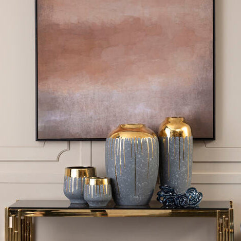 Cyrus Grey and Gold Small Vase